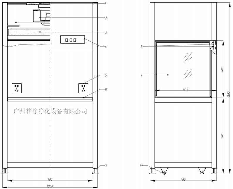 單人垂直流潔凈工作臺方案圖 單人垂直流潔凈工作臺方案圖